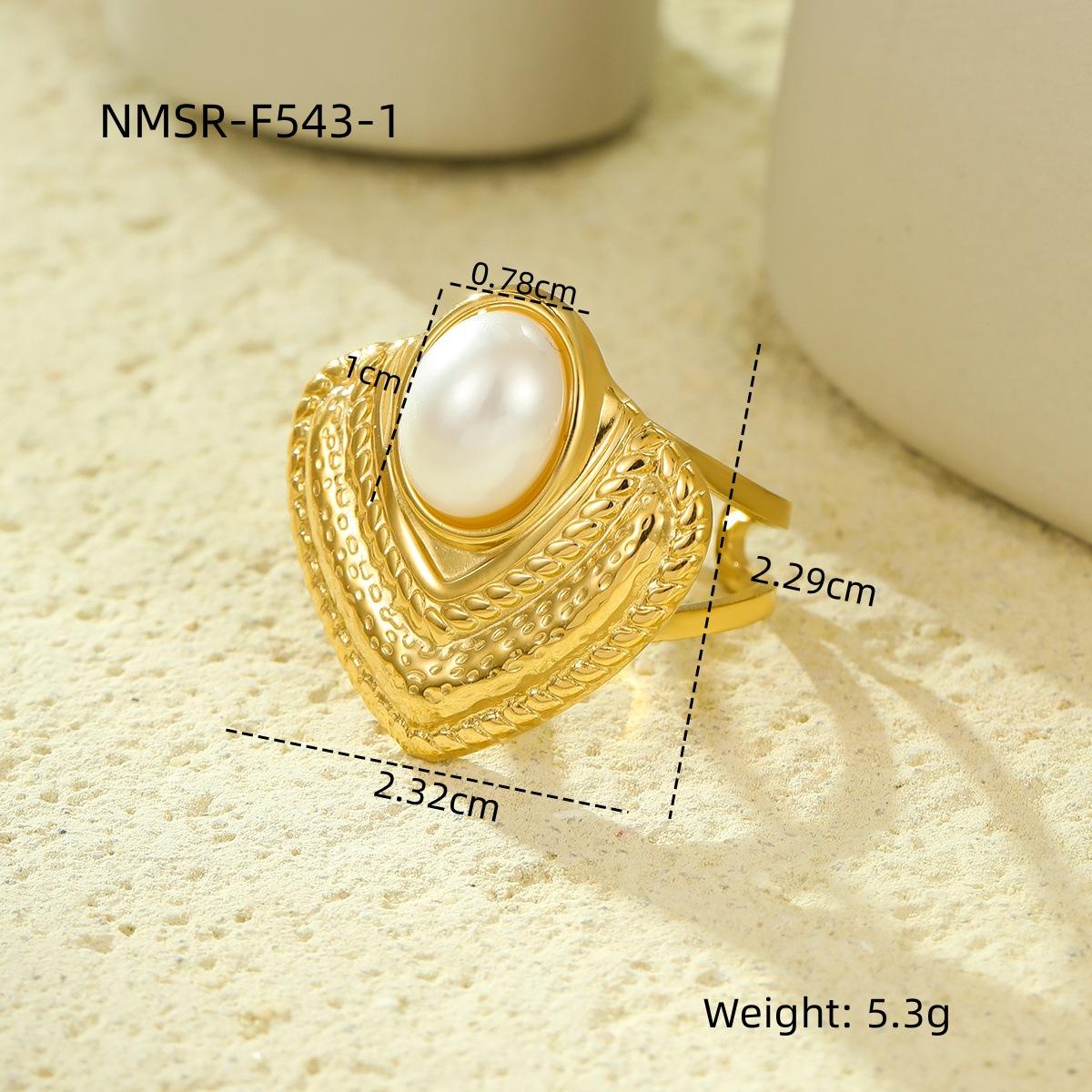 GEMCHIC Women s Stainless Steel Vintage Floral Pearl Open Ring Fashion Geometric Design Jewelry
