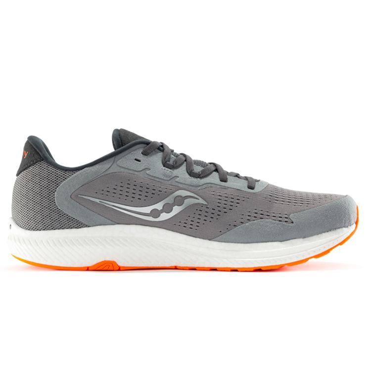 Saucony Freedom 4 Mesh, Textile Slip Resistant Abrasion Resistant Low top Running Shoes Men's Gray Orange S20617-20