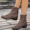 Autumn and Winter Leopard Print Thick Heel Medium Heel Comfortable Large Size Fashion Boots Women's Side Zipper Women's Boots