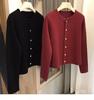 Women's 100% Pure Wool Red Cardigan, Round Neck, Loose Fit, Thickened Sweater for Autumn and Winter.