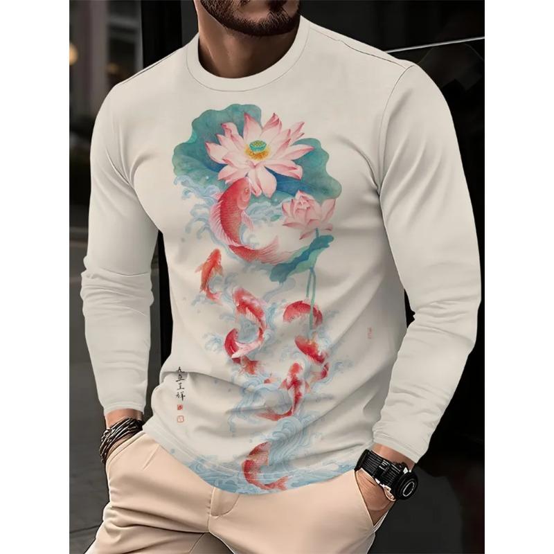 Autumn Men's 3D Printed Crew Neck Long Sleeve T-Shirt