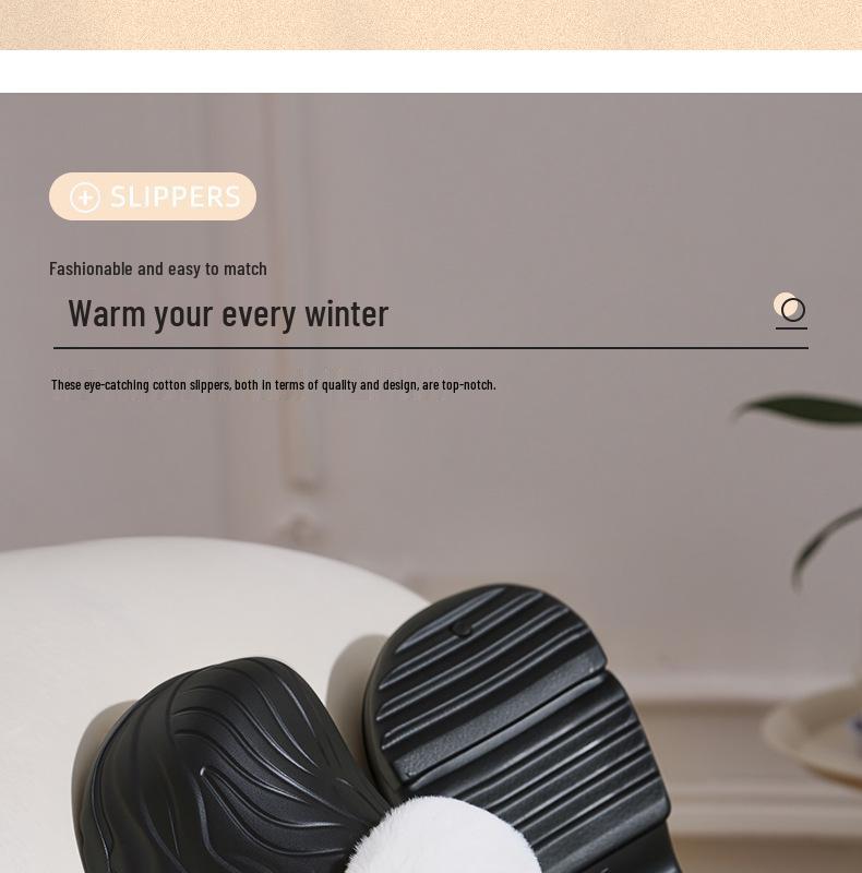 Women's EVA Waterproof Thick-Soled Plush Cotton Slippers, Non-Slip High-Heel, Warm Indoor Shoes for Autumn & Winter