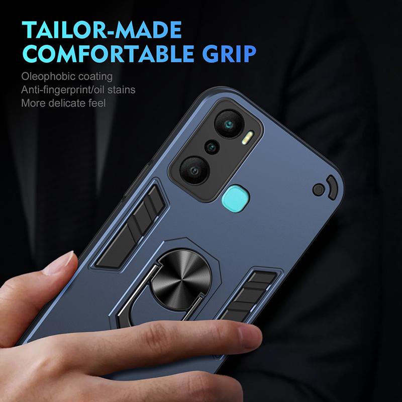 Armor Case For Infinix X6511B X6511 X665E X6831 X6882 Full Body Rugged Protective Car Magnetic Ring Stand Hard Phone Cover
