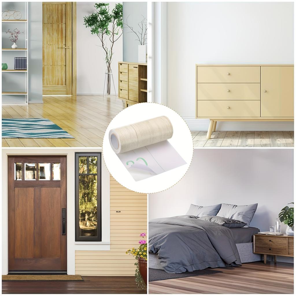 1Pc 5m/196.85in Self-adhesive Wood Grain Door Frame Decorative Stickers Wood Grain Skirting Waistline Home Decor Wall Stickers