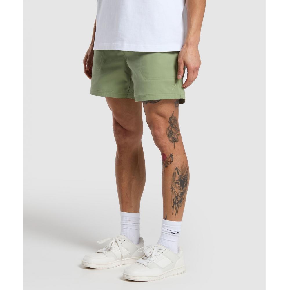 Gymshark Rest Day Woven Shorts Natural Sage Green A5a6d Ecjk