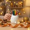 Eco-friendly Pen Container Holder, Cartoon Cat Shape Desk Organizer, Smooth Surface Decorative Holder Stationery for Pencils Gel Pens Makeup