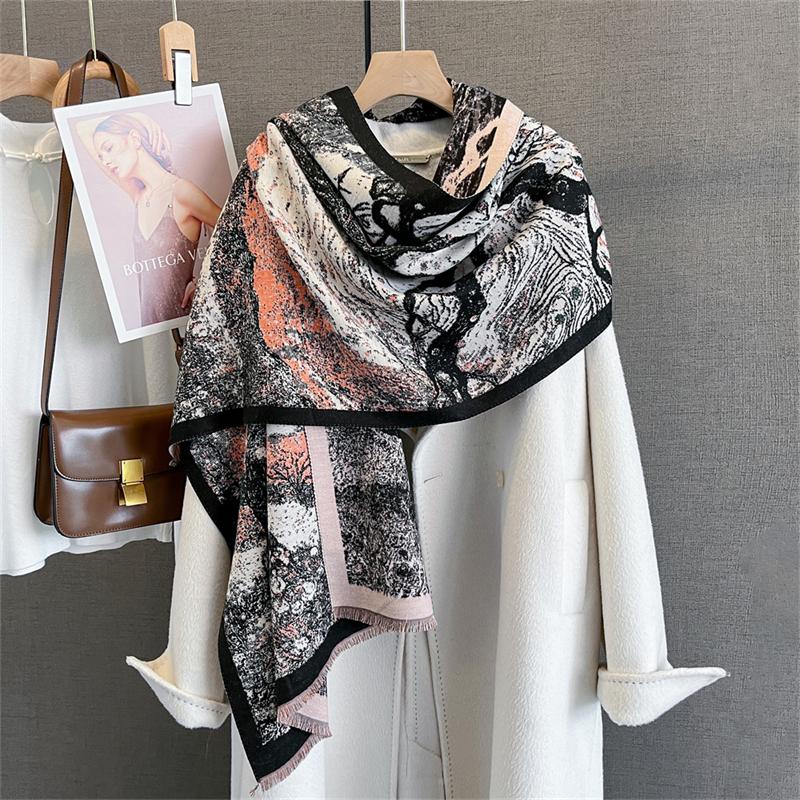 

Luxury Tree Print Scarf for Women Warmer Winter Imitation Cashmere Pashmina Scarves Shawls Female Thick Blanket Wraps Foul 65x185cm