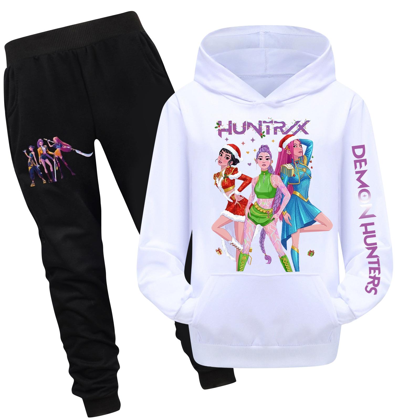 

Детский худи и брюки, двухпредметный спортивный костюм, комплект свитшота с длинным рукавом и принтом 160 белый