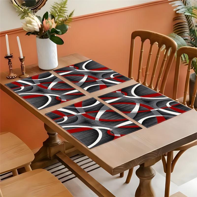2/4/6pcs Elegant Vintage Placemats Suitable for 2/4/6 Settings - Heat-Resistant Table Protectors, Square Tableware Pads, & Machine Washable Placemats