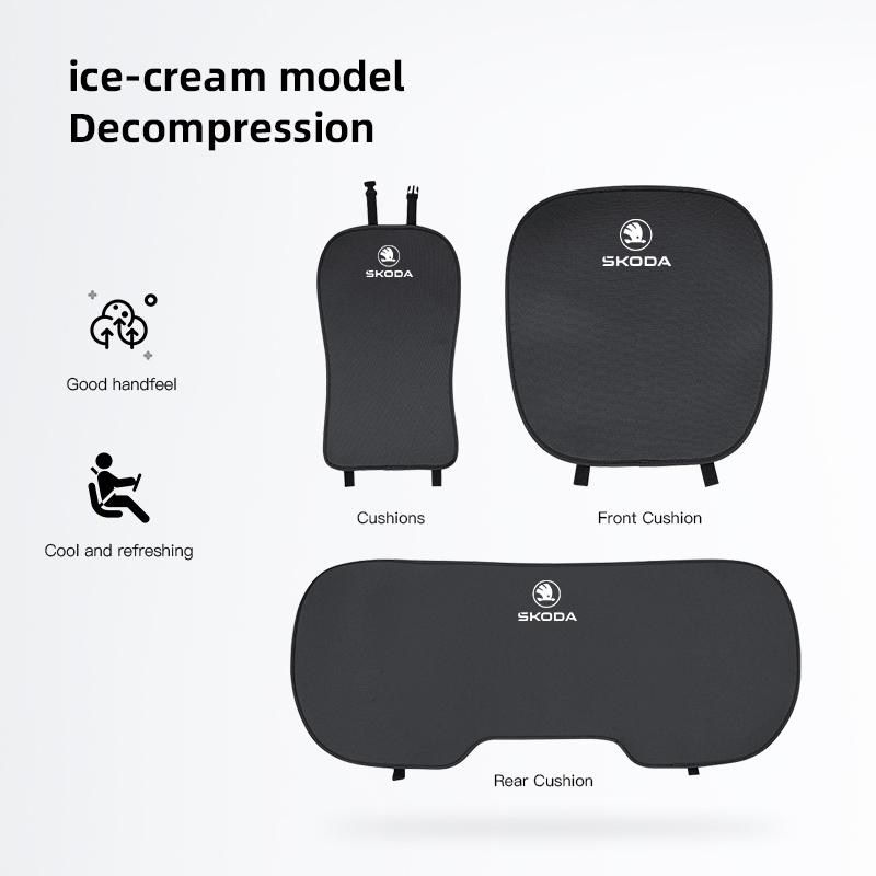 Car Seat Cover Pad Ice Silk Protector Cushion Interior For Skoda Octavia Kodiaq Enyaq Kamiq Scala Rapid Superb Karoq Fabia Yeti