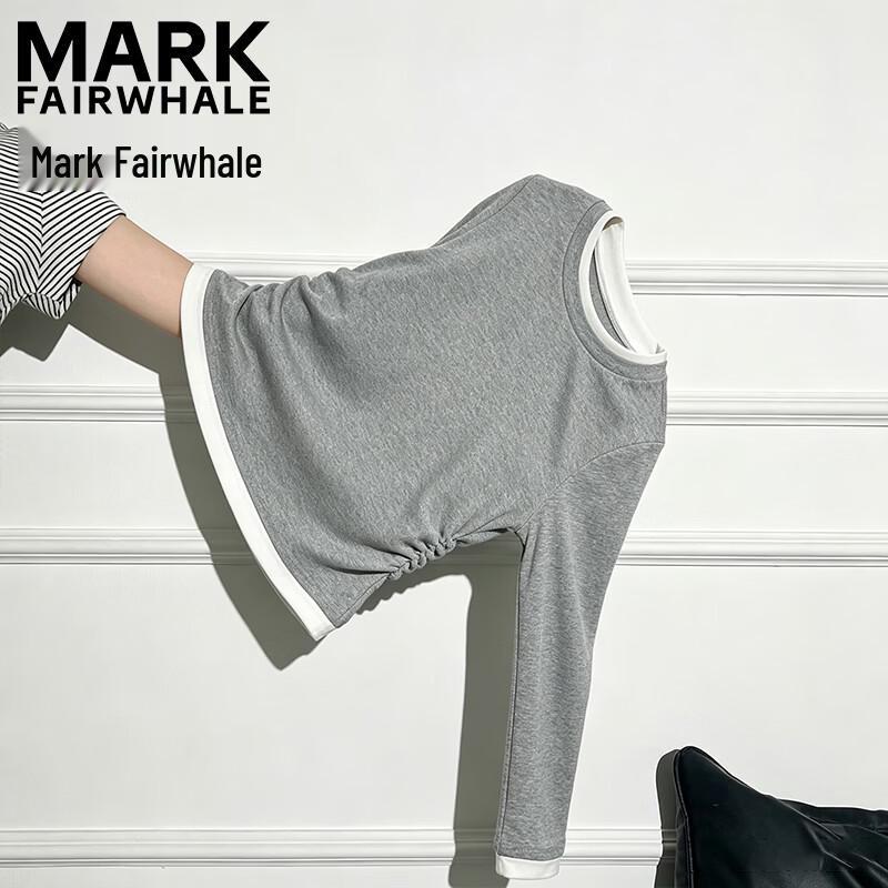 Mark Fairwhale Women's Faux Two-Piece Color Block Long Sleeve T-Shirt