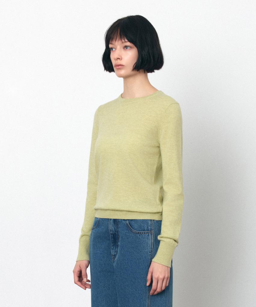 Siyajyu Sikn2175 Basic Round Neck Long Sleeve Knit_Yellow Green