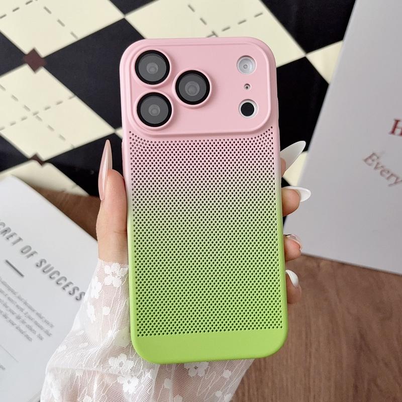 Gradient Heat Dissipation Case For iPhone 17 Pro Max 16 15 14 13 Pro Max Lens Protector Shockproof Hard PC Matte Back Cover