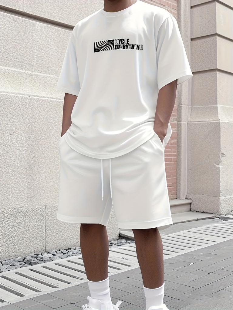 2025 Neues Sport-Set für Herren Los Angeles Print Kurzarm-T-Shirt Lässiges Sport-Set Streetwear Shorts Zweiteiliges Herren-Set