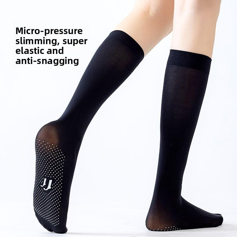 Spring and Autumn Mid-Calf Silk Stockings for Women - Black and White - Short Leggings - Summer Lightweight