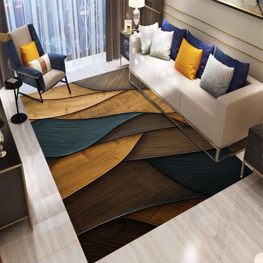 Retro Color Geometry Plaid Carpet Living Room Bedroom Balcony Sofa Table Entrance Mat Non-slip Machine Washable Rug Home Decor