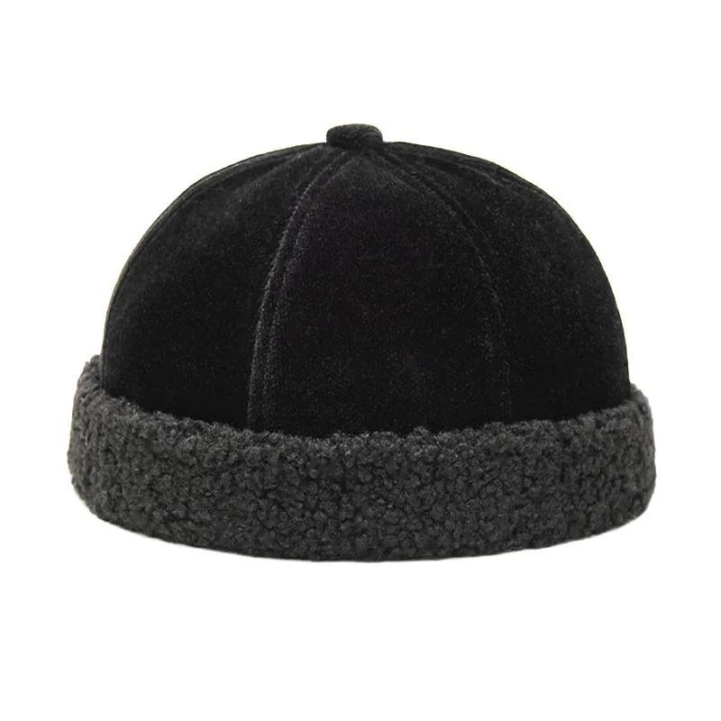 

LDSLYJR Autumn Winter Polyester Warm Solid Docker Cap Brimless Hat Beanie Landlord Sailor Cap Men and Women 115 56-60cm adjustable чорний