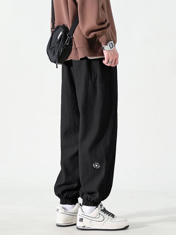Dingfengbaoluo Men's Japanese Style Loose Fit Workwear Jogger Pants