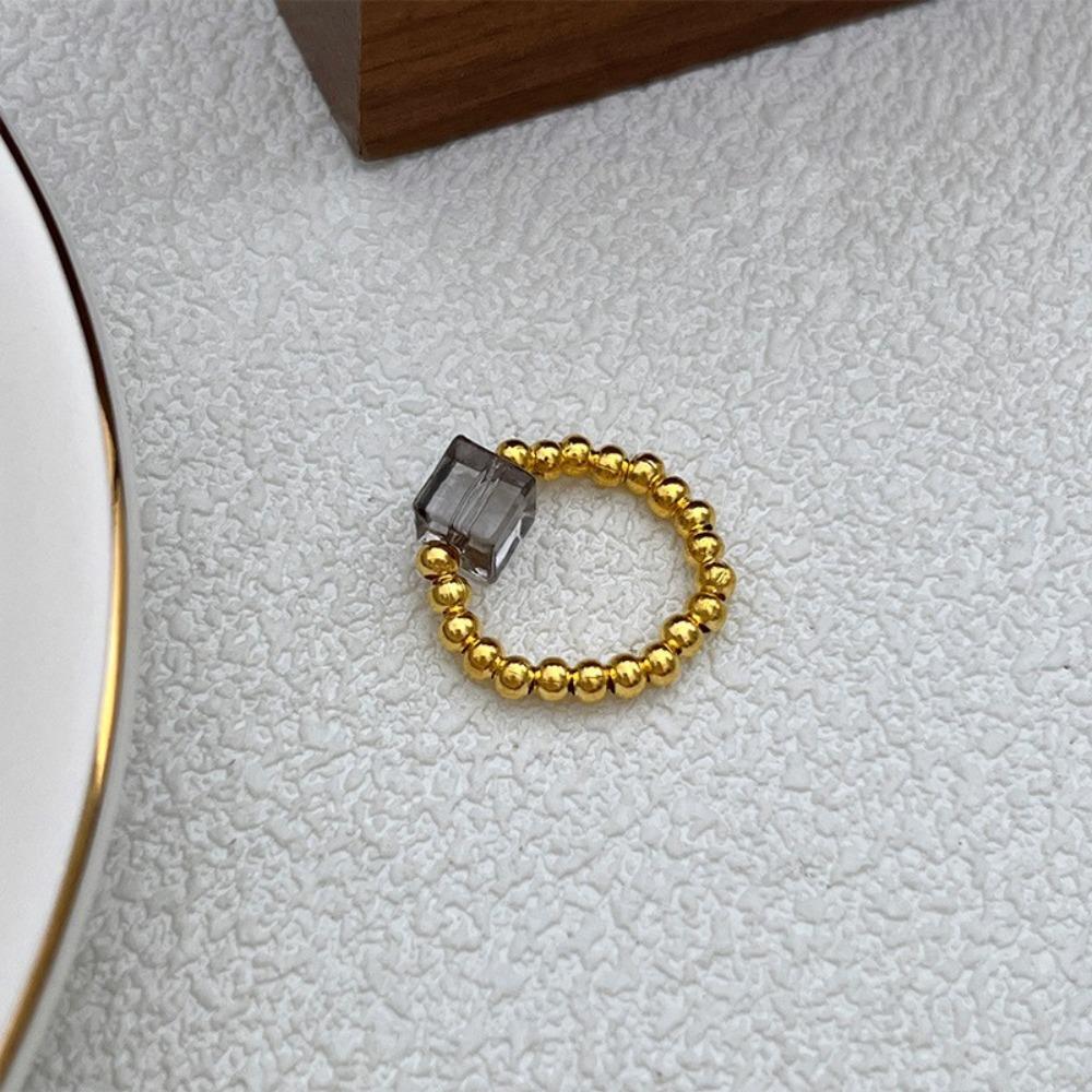Maillard Parel kralen Ring Dames Elastisch Koord Literaire Gestapelde Wijsvinger Ring High-end Handgemaakte Ring Sieraden