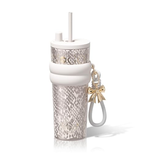 

Sidagar 710ml Stainless Steel Reusable Insulated Water Bottle with Strap, Portable Travel Coffee Cup, White