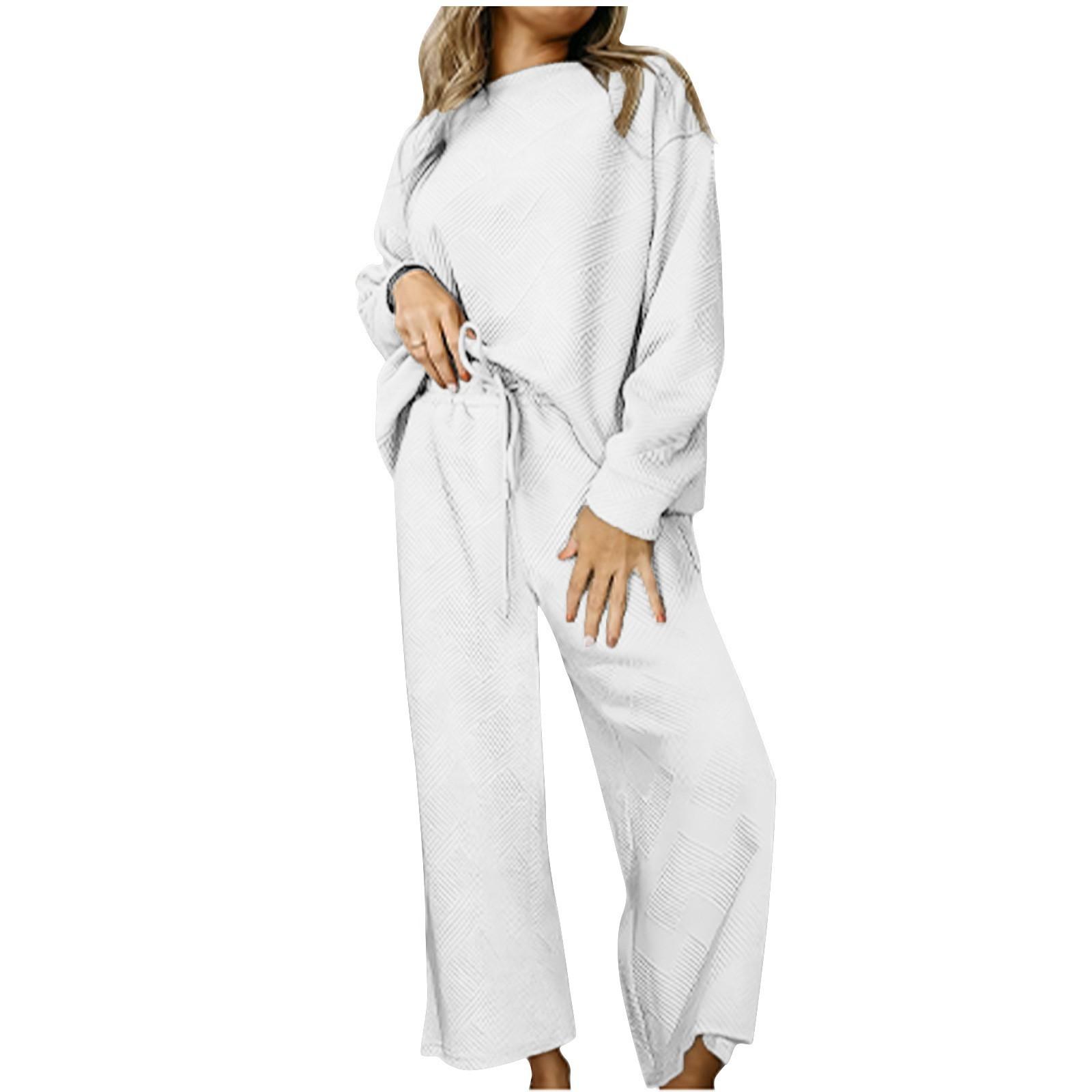 

Женский повседневный модный сексуальный новый однотонный текстурированный спортивный костюм из двух частей со шнурком L белый