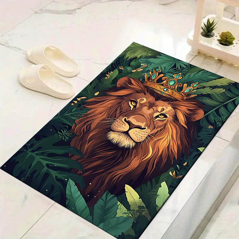 1Pc Royal Lion Jungle Rug, Office Carpet Indoor Outdoor Doormat, Non-Slip, Comfortable, Living, Christmas Halloween,  Xmas Gift G1266