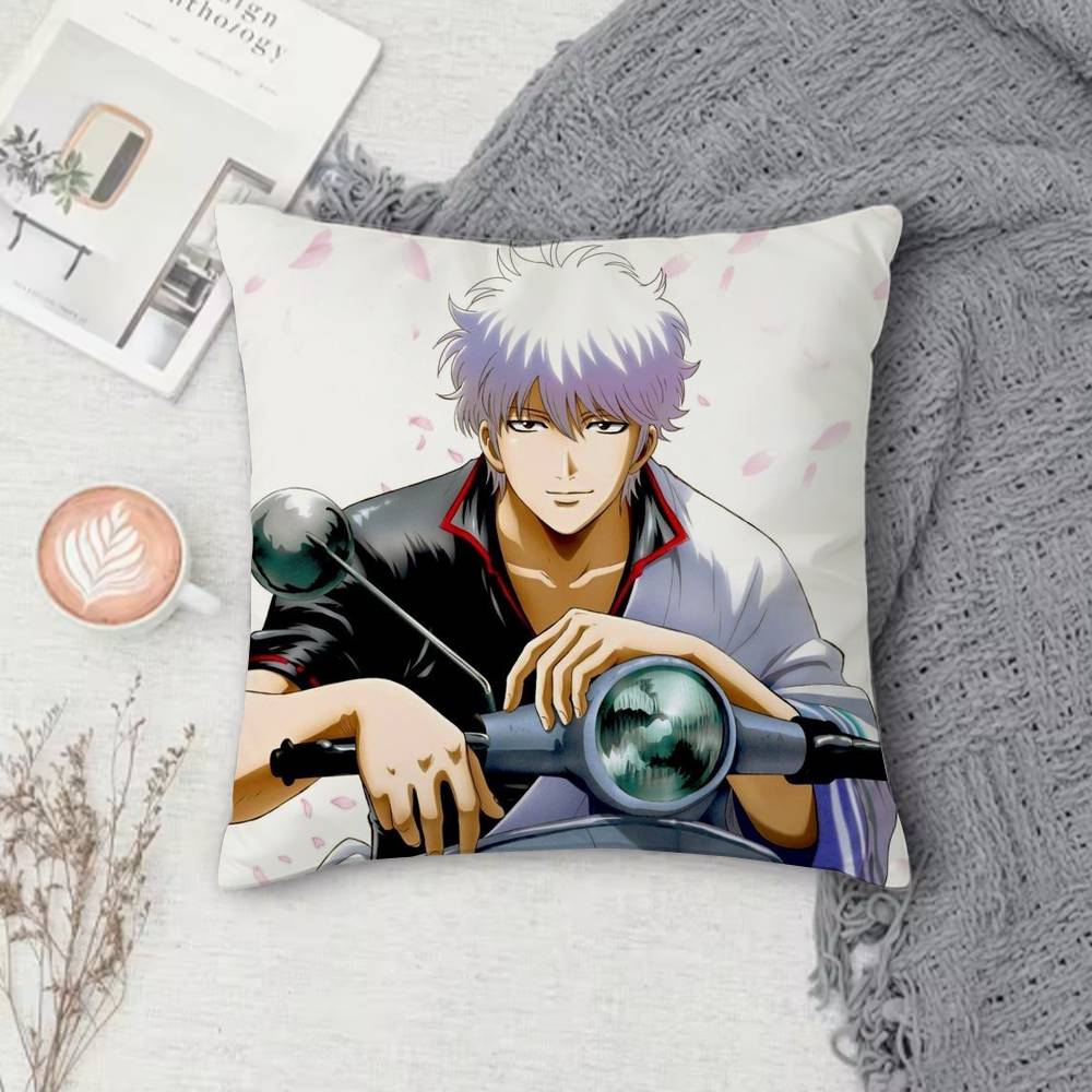 GGintama Anime  Doublesided Printed Square Pillow Cover Decorative Cushion Cover for Sofa Bedroom Bedside