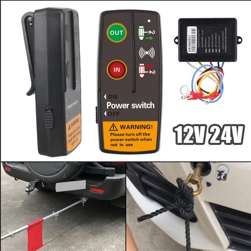 12V 24V Universal Electric Winch Wireless Remote Control Switch Kit For Jeep ATV SUV Truck Boat Receiver Module Transmitter