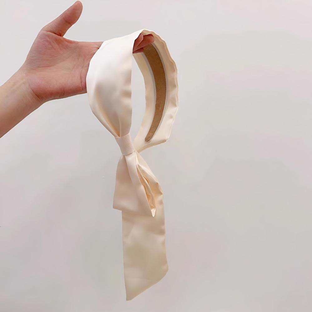 Solid Color Ribbon Hair Band Bow Hair Hoop Elegant Bow Headband Girls