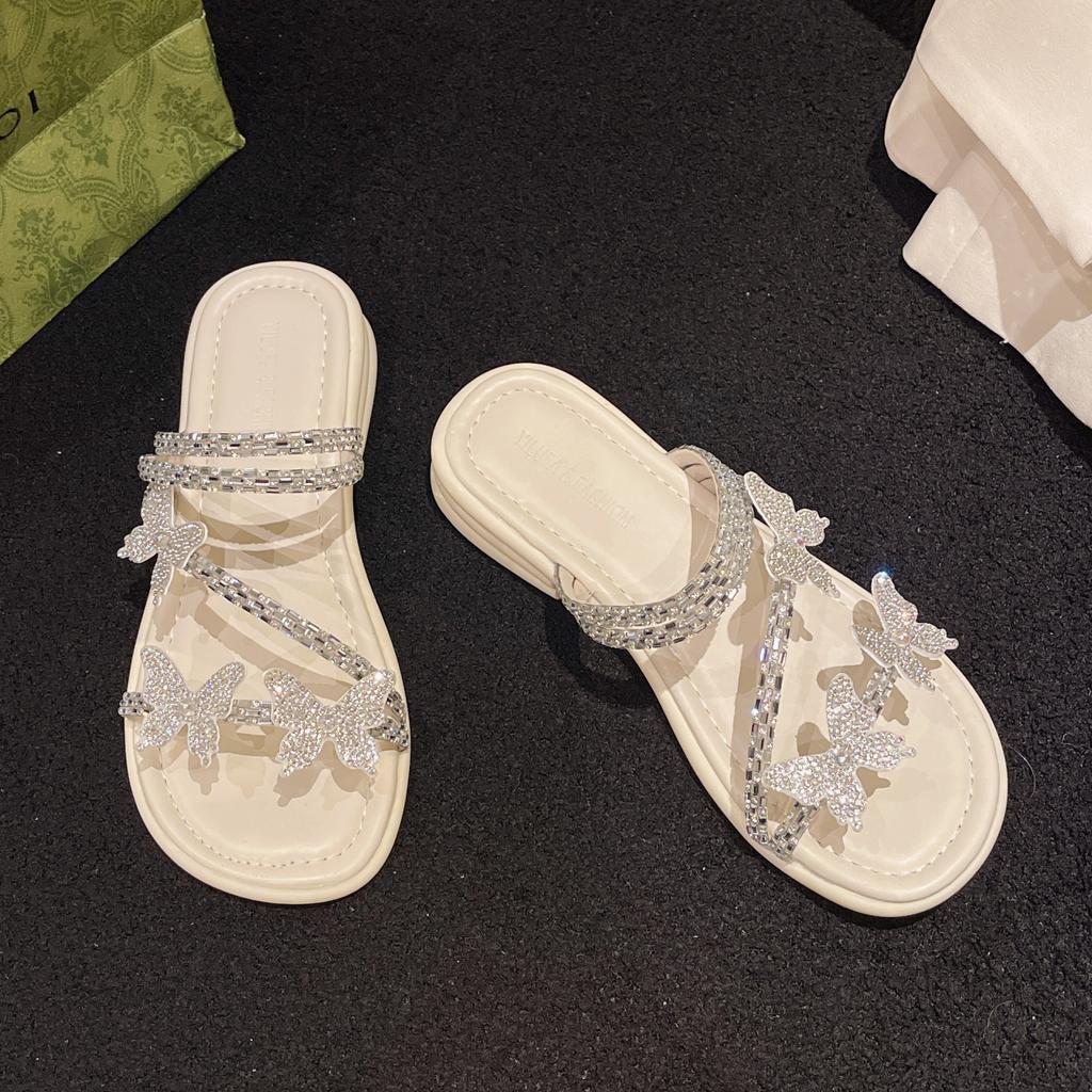 Fashion Butterfly Flat Heeled Sandals Women 2024 Summer Clip Toe Platform Slippers Woman Soft Thick Sole Flip-Flops Slides  Women Shoes