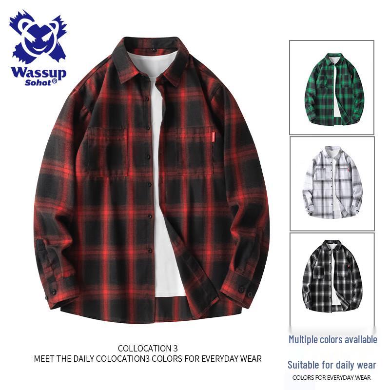 Wassup Sohot Men s Long Sleeve Casual Shirt L