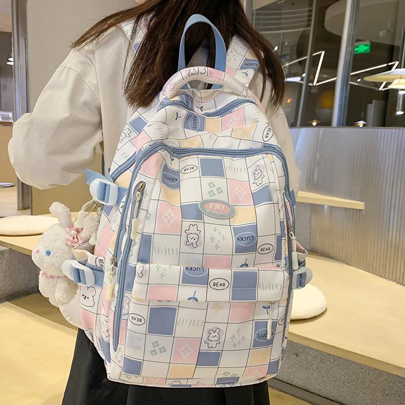 Schoolbag Primary School Students Children Plaid Junior High School Students High School Students