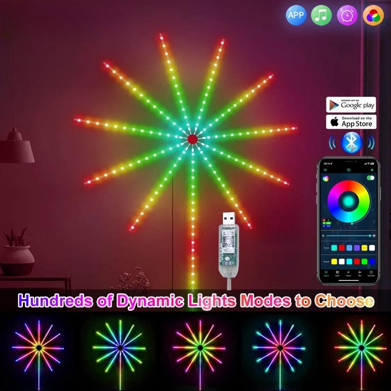 RGB Firework Strip Lights LED Bluetooth APP Control Neon Strip USB 5V Changing Smart Lamp Sync Music Bedroom Decor Dream Light