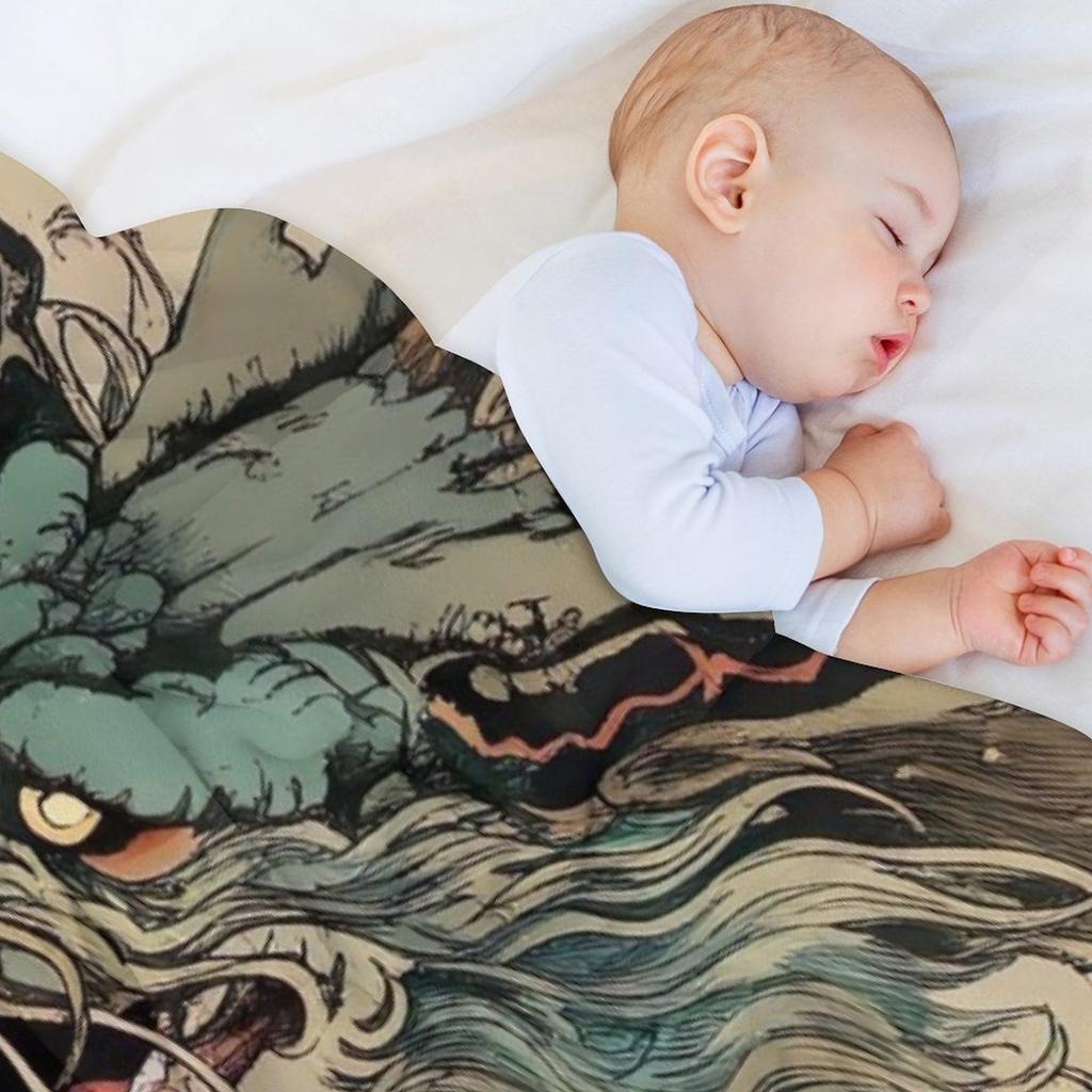 Fierce Blue Dragon Throw Blanket Hairy Warm for Winter Shaggy Stuffeds Blankets