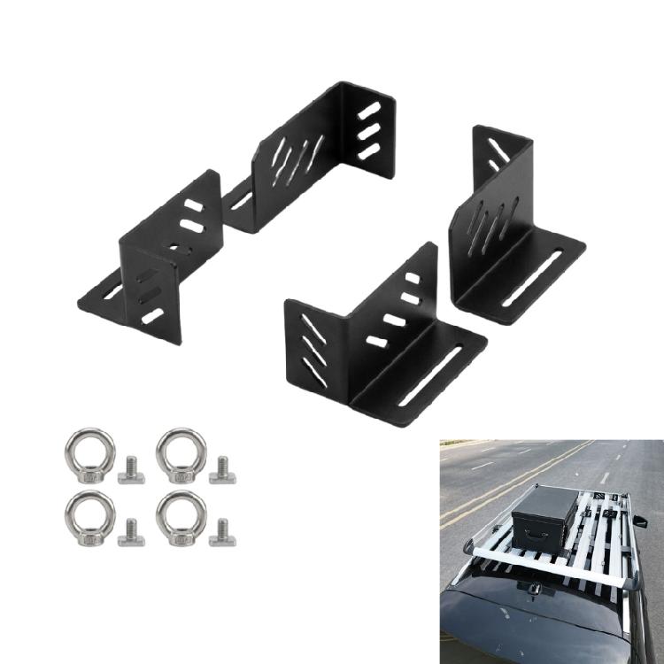 Roof Rack Tie-Down Loop Mounting Kit with Bent Slotted Brackets for Vehicle Cargo Rack Installation Work Before Outdoor Trip