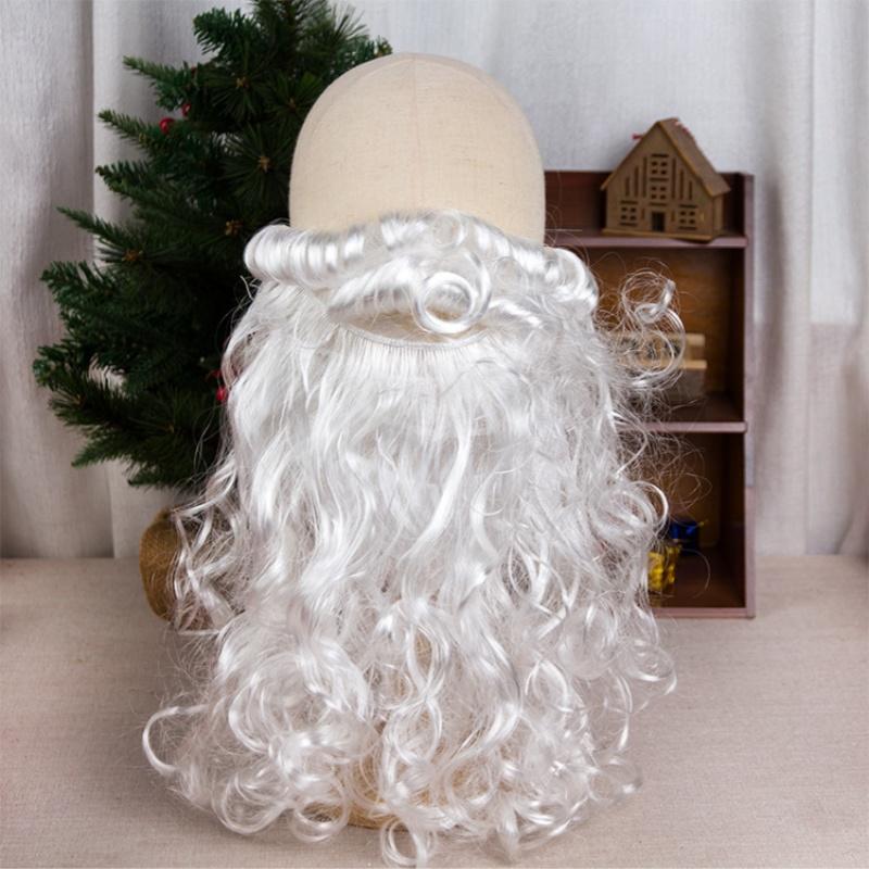 Santa Beard Christmas Costume Set,3pcs/set (Santa Claus Fake Long Beard and Hat,Storage Bag),Santa Beard Costume Accessories