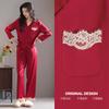 Wedding red pajamas female newlyweds spring and autumn ice silk long-sleeved natal men's loungewear suit new
