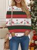 Bluzki damskie 3D nadruk świąteczny okrągły dekolt długi rękaw t-shirt jesień casual slim pulower damska bluzka z długim rękawem