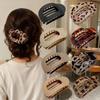 Modische ovale Haarklammer für Frauen, neues Design, Leopardenmuster, matt, gebogen, flach, Styling-Haarspangen, Acryl, liegender Haarschmuck