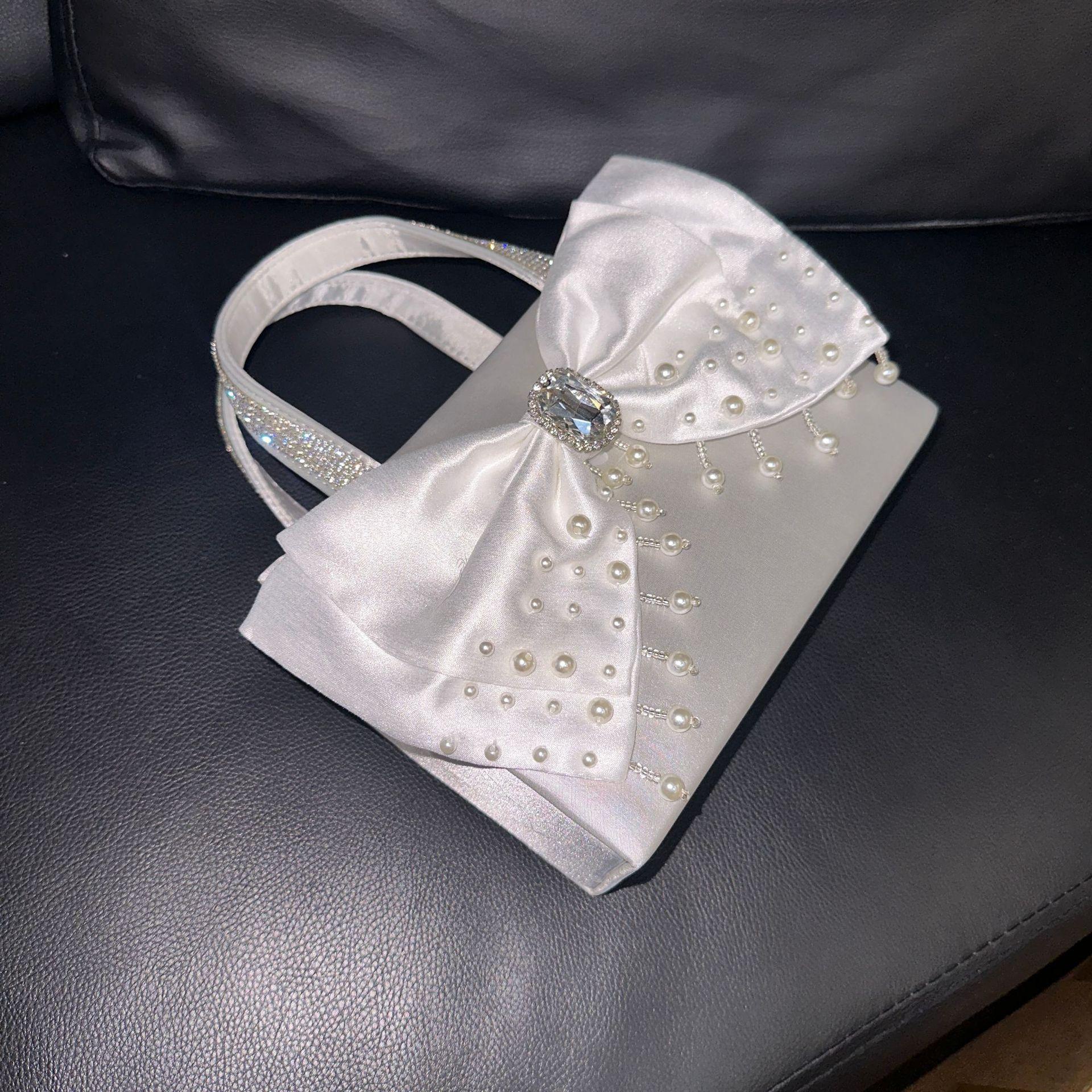 

Женская сумочка Bow Pearl Dinner Bag Милая девушка Street Shot Messenger серебряный
