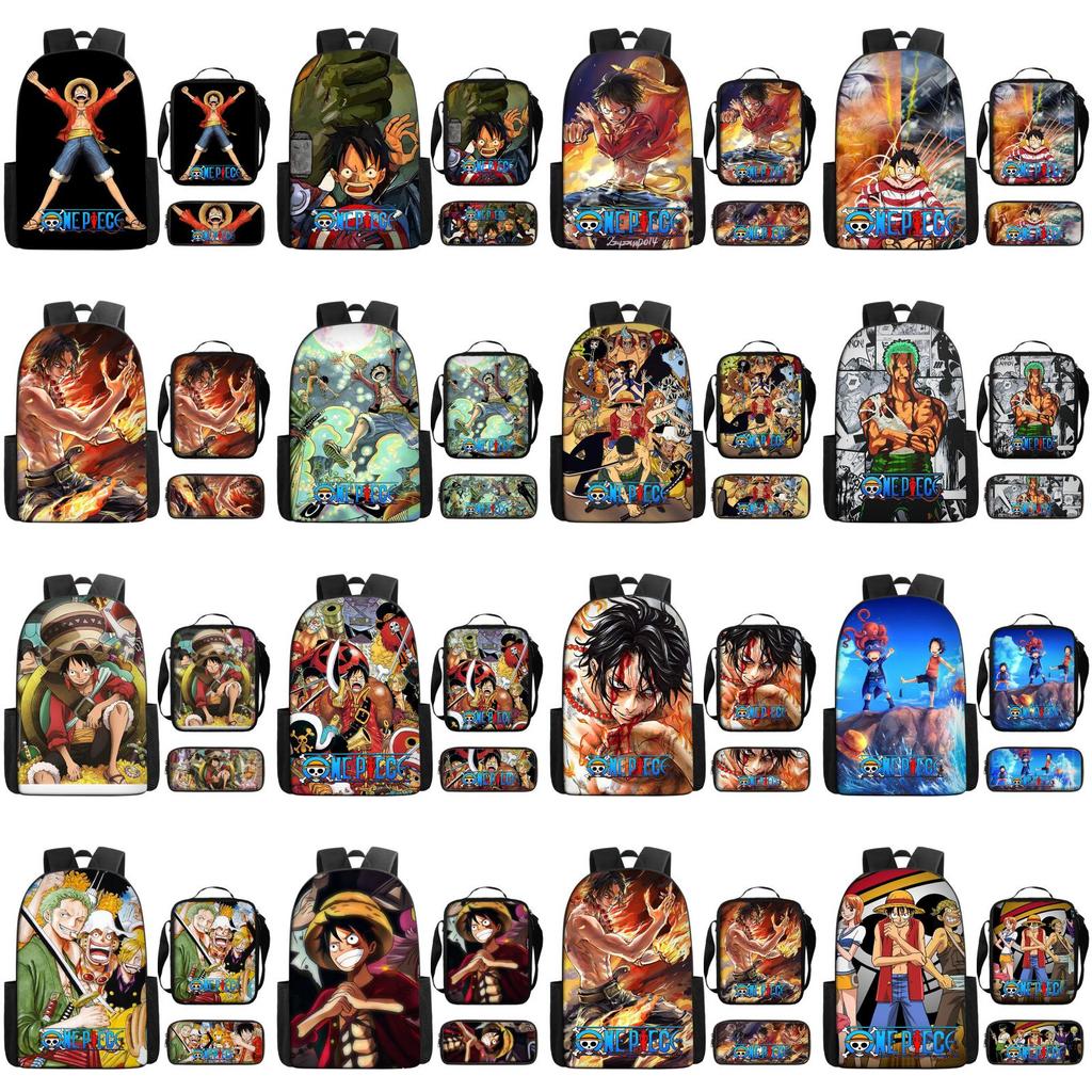 One Piece Piece Anime School Backpack With Air Cushion Straps And Durable Material For Children