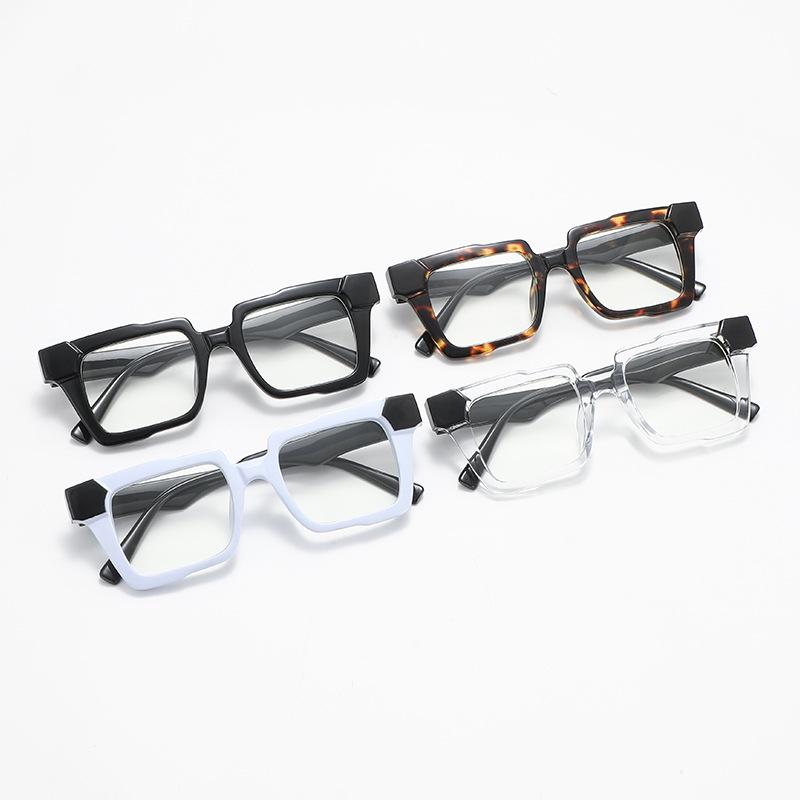 Light-sensitive Color-changing Mirror Personalized Color-blocking Flat-light Mirror Retro Square Frame Myopia Glasses 6132