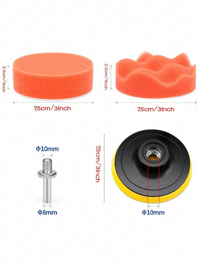 5/11/22 Stück Auto Polierschwamm-Pads Set Schaumstoffpad Puffer-Set Poliermaschine Wachspads für Auto Motorrad Kraftfahrzeug Entfernt Kratzer