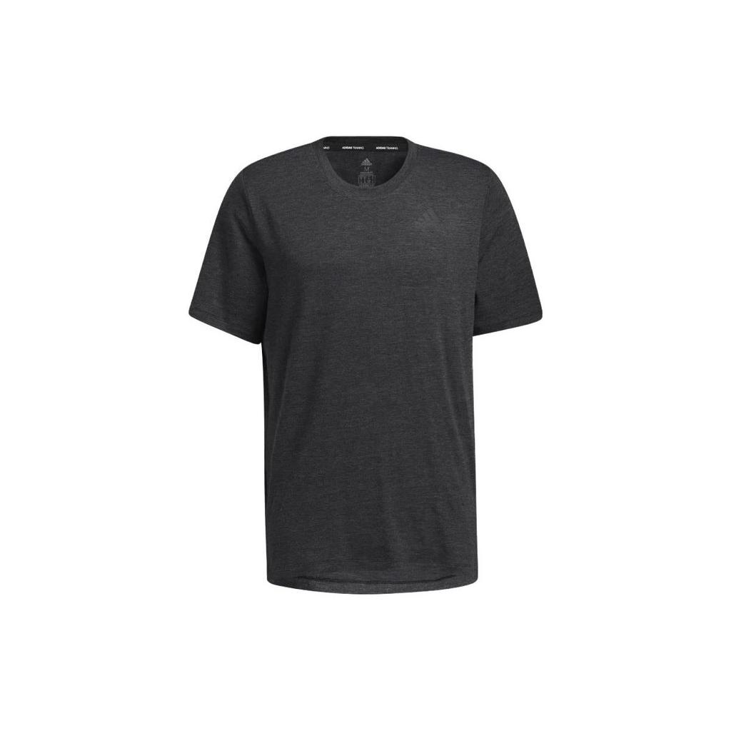 Adidas Logo Print Solid Color Round Neck Short Sleeve T-Shirt Men Tops Black GM0513