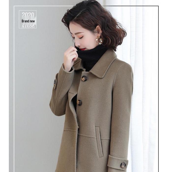 

Женское свободное шерстяное пальто Весна 2022 - Маленький ароматный стиль, Модный и универсальный кардиган на пуговицах. 3XL серый