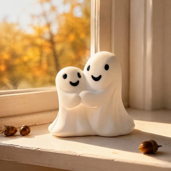 Halloween Gift for Kids Ghost Gnome Figurines, Resin Tabletop Decoration, Cute Party Supplies Statue, Decorative Ornaments Indoor Outdoor Home
