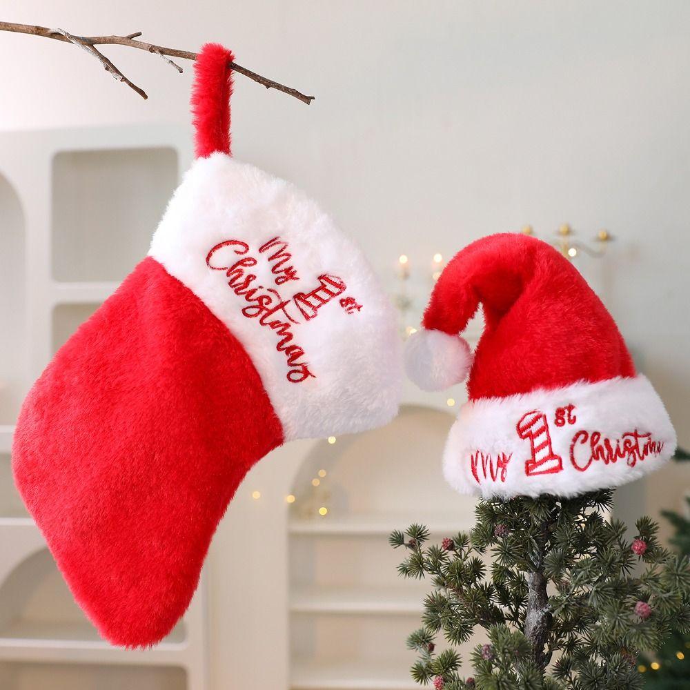 Plush Christmas Stocking Soft Knitting Xmas Tree Decoration Funny Christmas Hat  Event Layout