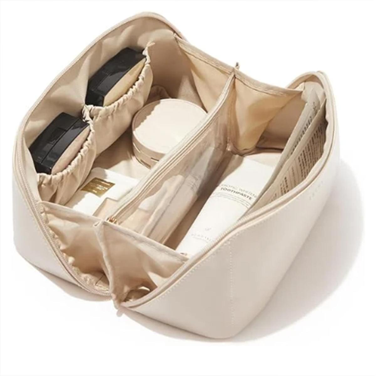 Дорожная косметичка большой вместимости - косметичка, водонепроницаемая косметичка из искусственной кожи, женская портативная дорожная косметичка с ручкой