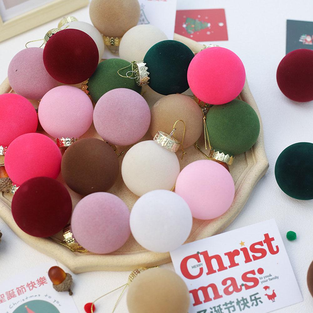 12 Pcs Velvet Christmas Balls Flocked Christmas Tree Ball Hanging Ornaments, Christmas Velvet Balls, Plastic Xmas Balls Ornament