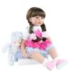 BZDOLL 60cm Silicone Reborn Baby Doll Toy For Girl 24 Inch Long Hair Princess Toddler With Bear Dress Up Play House Bebe Birthday Gift